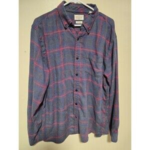 Weatherproof Vintage Luxe Flannel Shirt Mens Size XL Gray Blue Red Plaid